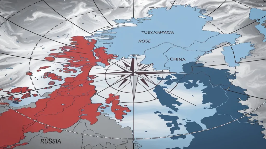 a geopolitical map with russian , china and usa