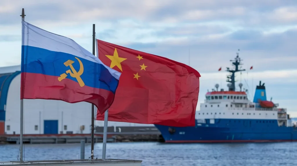 Russia and china flags